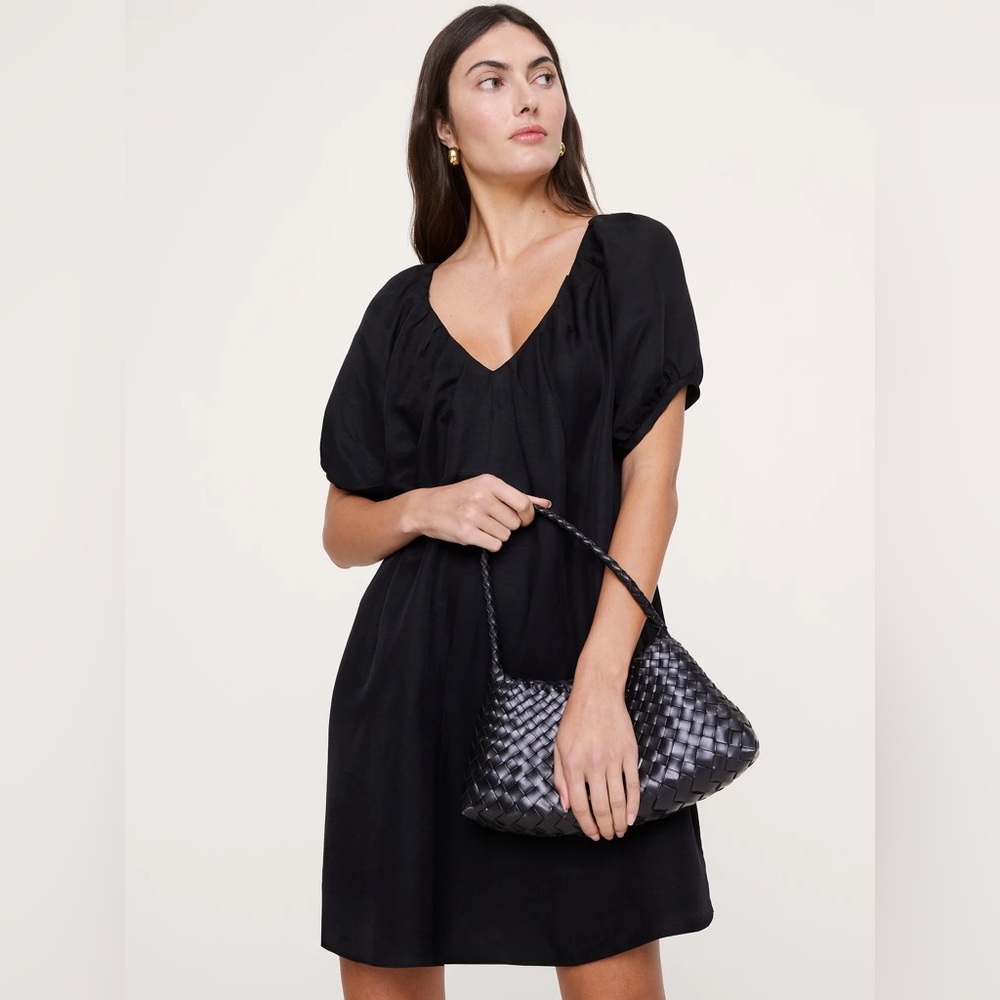 NWT! Banana Republic Oversized Viscose-Linen Puff-Sleeve Mini Dress - Medium